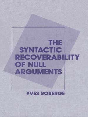 cover image of Syntactic Recoverability of Null Arguments